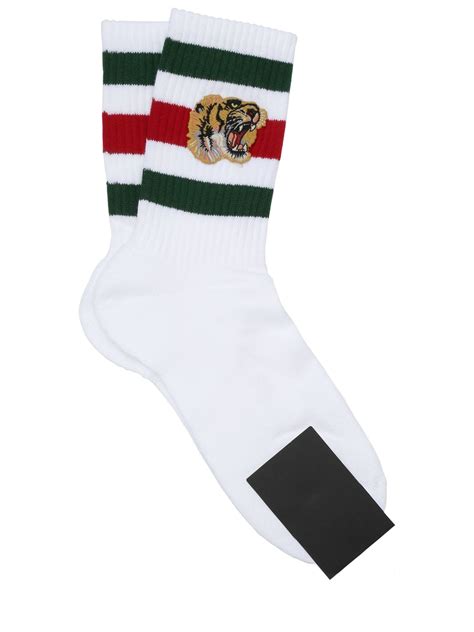 gucci white striped tiger socks|Gucci stretch socks.